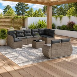 Specifications of Grey 10 Piece Outdoor Sofa Set with Cushions