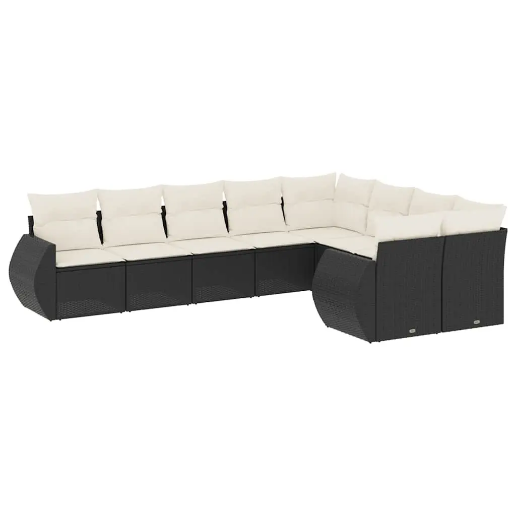 Garden Sofa Set 9 Piece Outdoor Furniture Patio Seating PE Rattan Black