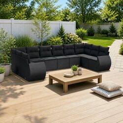 Specifications of a 10-Piece Outdoor Sofa Set in Black
