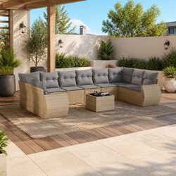 11-Piece Garden Sofa Set Beige Poly Rattan Specifications