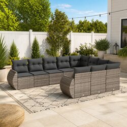 10 Piece Modular Garden Sofa Set with PE Rattan Construction