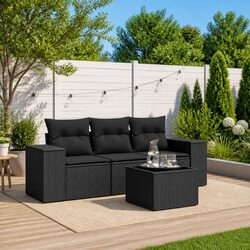 4-Piece Modular Black Rattan Garden Sofa Set Specifications