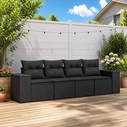 Specifications of 4-Piece Black Outdoor Sofa Set