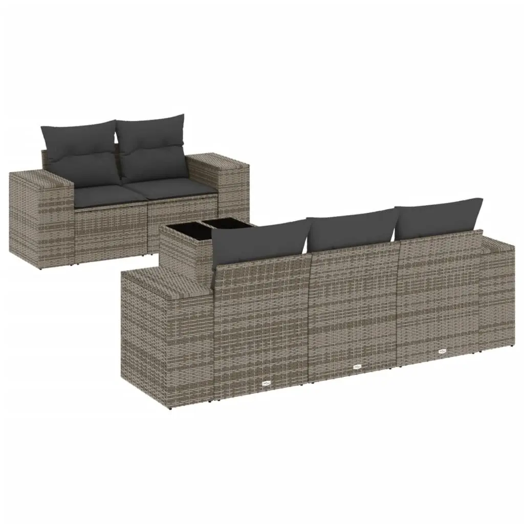 6 Piece Outdoor Poly Rattan Sofa Set