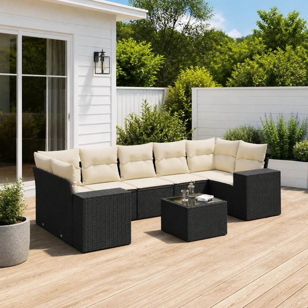 Garden Sofa Set 8 Piece Outdoor Furniture Black Patio Seating
