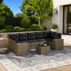 Specifications of 8-Piece Grey Outdoor Sofa Set