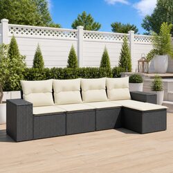 Durable 5-Piece Garden Sofa Set with Black Cushions