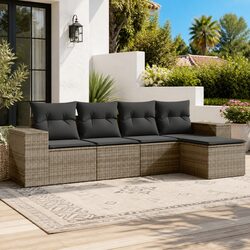 5-Piece Modular Garden Sofa Set in Grey with Cushions