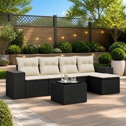6 Piece Modular Outdoor Sofa Set with Cushions