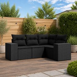 Black PE Rattan 4 Piece Outdoor Furniture Set