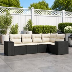 5-Piece Garden Sofa Set with Water-Resistant Storage