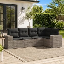 Garden Sofa Set 5 Piece Outdoor Furniture Patio Lounge Grey with Cushions
