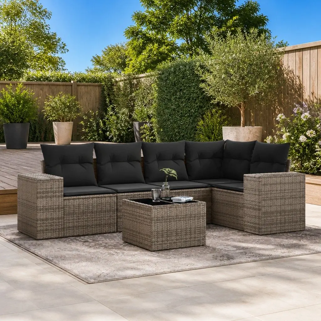 Garden Sofa Set Outdoor Furniture Modular Grey 6 Piece