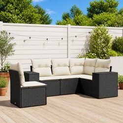 Garden Sofa Set - 5 Pieces with Black Cushions