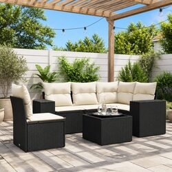 6 Piece Garden Sofa Set: Modular Design with PE Rattan