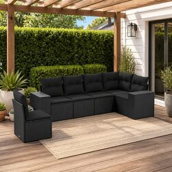Specifications for 6-Piece Black Rattan Garden Sofa Set