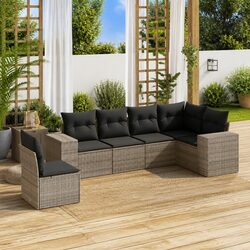 Garden Sofa Set 6 Piece Outdoor Furniture Patio Seating Grey Poly Rattan Modular