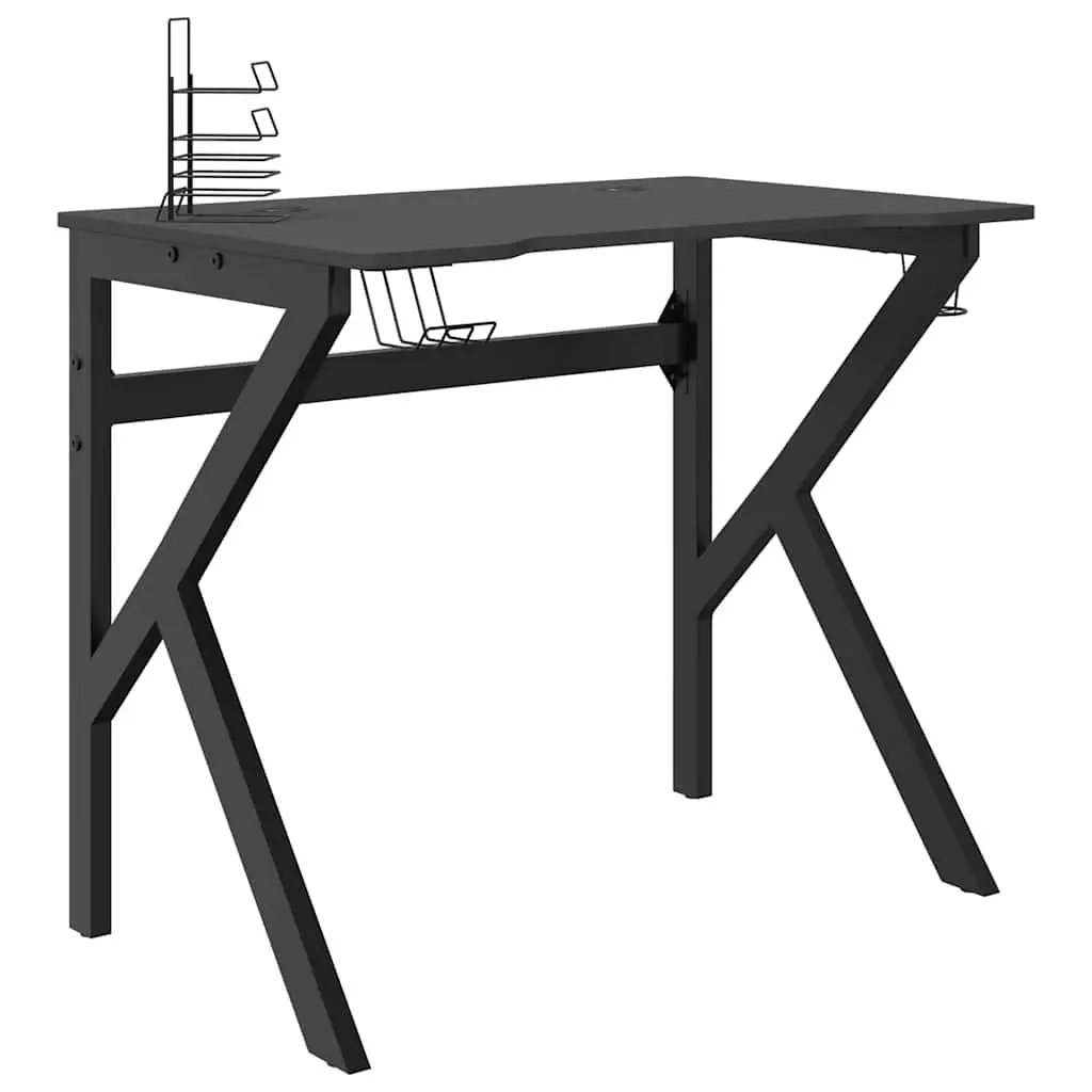 Gaming Desk Black K Shape Legs Computer Workstation Ergonomic Design Office
