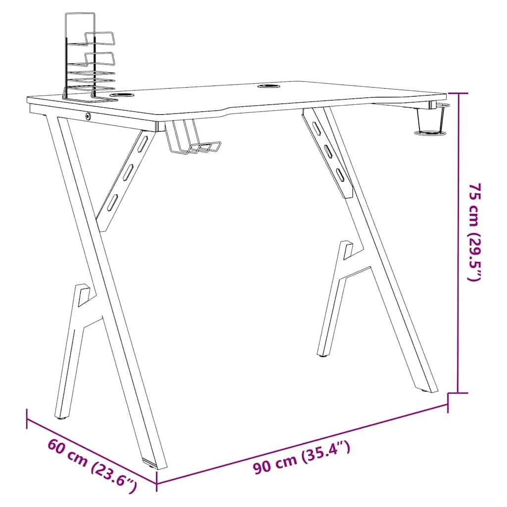 Gaming Desk for Home Office 90x60x75cm
