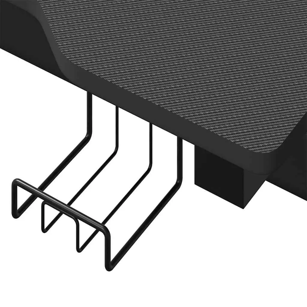 Gaming Desk LED RGB Black Z Shape Legs Computer Workstation Ergonomic Design