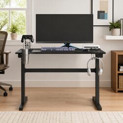 Gaming Desk Dimensions: 110x60x75cm, Black Z-Shape