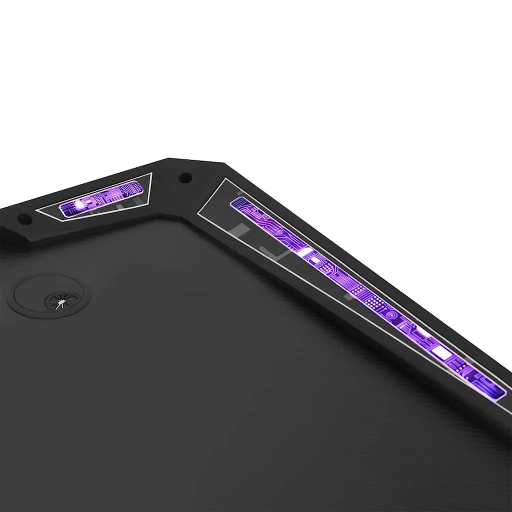 Gaming Desk for Home Office Black Y Shape 110 x 60 x 75 cm with LED RGB Lighting and Accessories Racks