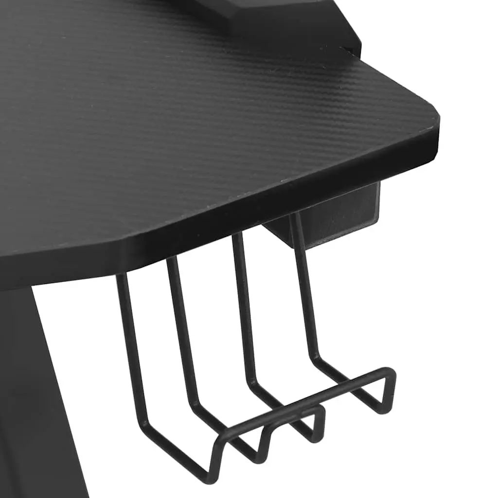 Gaming Desk for Home Office Black Y Shape 110 x 60 x 75 cm with LED RGB Lighting and Accessories Racks