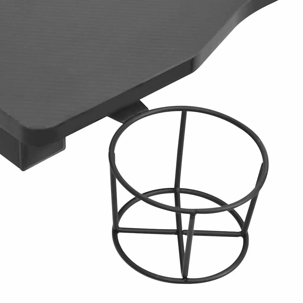 Gaming Desk for Home Office Black Y Shape 110 x 60 x 75 cm with LED RGB Lighting and Accessories Racks