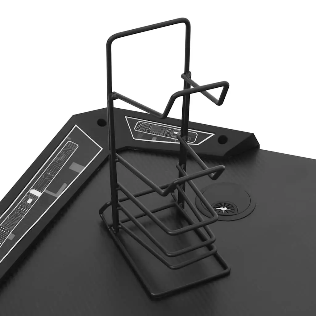 Gaming Desk for Home Office Black Y Shape 110 x 60 x 75 cm with LED RGB Lighting and Accessories Racks
