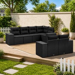 Specifications of 7 Piece Outdoor Sofa Set in Black