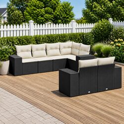 Outdoor 7-Piece Sofa Set with Black PE Rattan Design