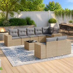Specifications of 9-Piece Outdoor Sofa Set in Beige