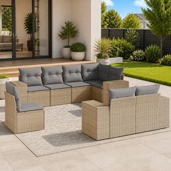 Specifications for 8-Piece Beige Garden Sofa Set