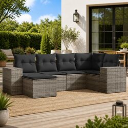 Specifications of 6 Piece Grey Poly Rattan Sofa Set