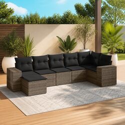 Factual 7-Piece Grey Garden Sofa Set with Storage