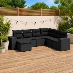7 Piece Modular Garden Sofa Set with Storage Compartment