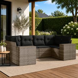 6-Piece Outdoor Sofa Set with Cushions and Storage Bag