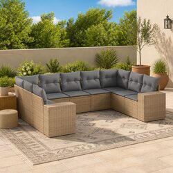 Specifications of 9-Piece Outdoor Sofa Set in Beige