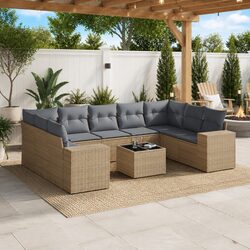 Detailed Specs: 10-Piece Garden Sofa Set in Beige