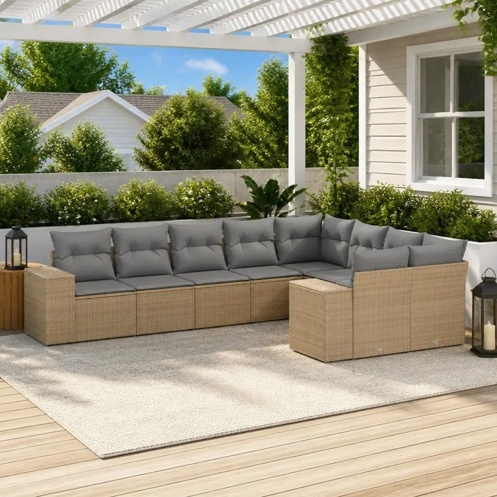 Modular 9-Piece Outdoor Sofa Set in Beige