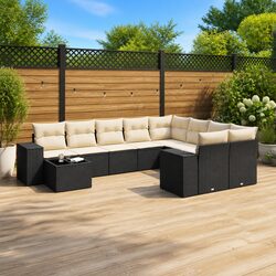 Detailed Specs of Black 10-Piece Garden Sofa Set