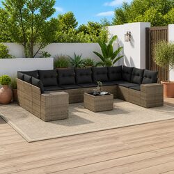 Specifications of 11 Piece Garden Sofa Set: Grey Poly Rattan