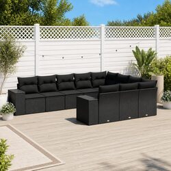 10 Piece Outdoor Garden Sofa Set with Storage and Cushions