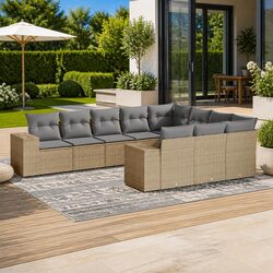 Garden Sofa Set - 10 Pieces Made from PE Rattan
