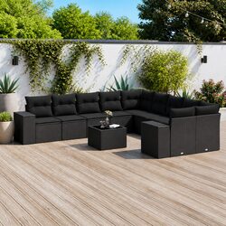Specifications for 11-Piece Black Modular Garden Sofa Set