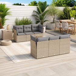 Factual Breakdown: 7 Piece Garden Sofa Set in Beige