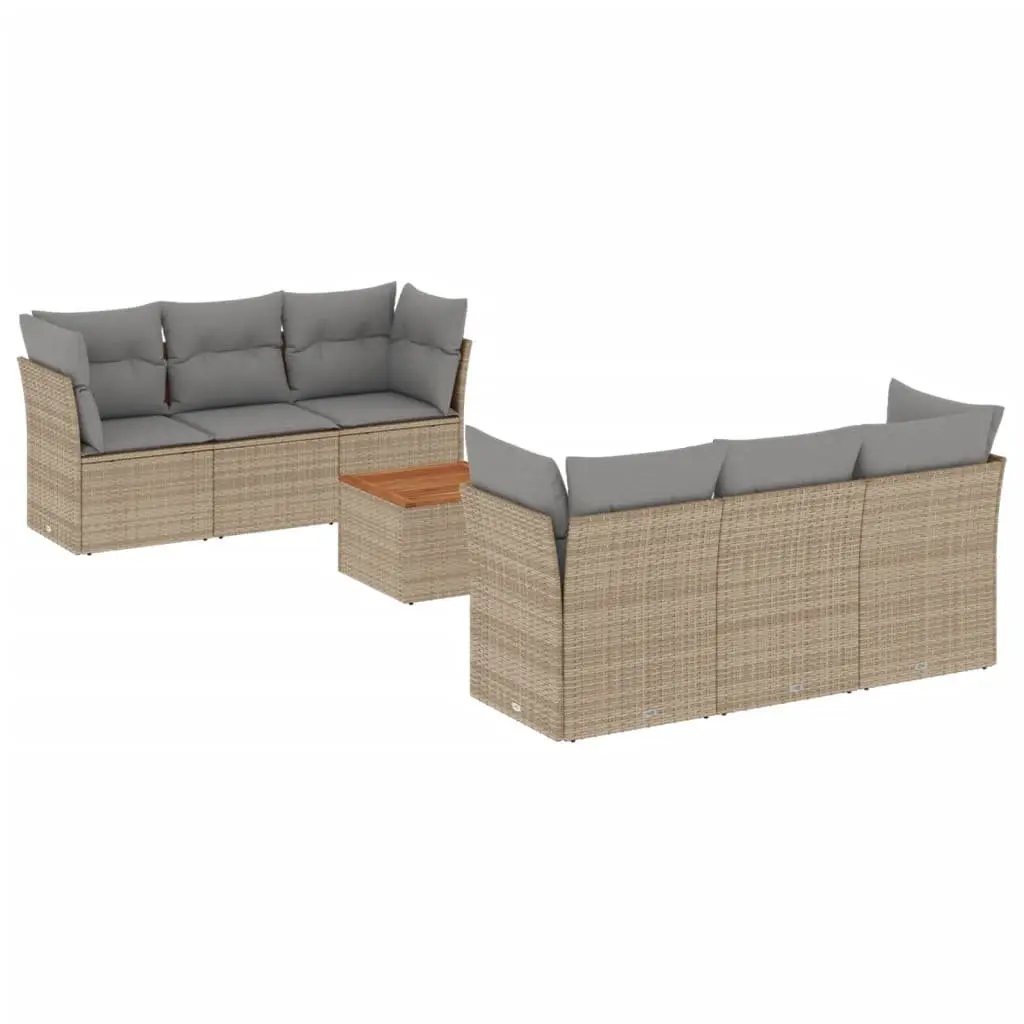 7 Piece Garden Sofa Set Outdoor Furniture for Patio Beige Poly Rattan