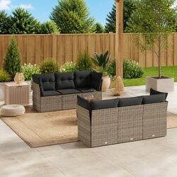 7 Piece Garden Sofa Set Specifications – Grey Poly Rattan