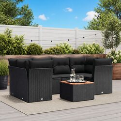Factual 7 Piece Modular Garden Sofa Set - Black Rattan