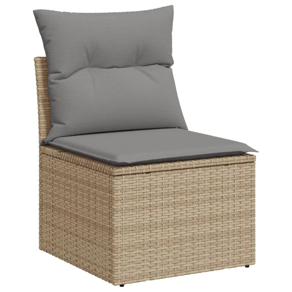 Garden Sofa Set 8 Piece Outdoor Furniture Patio Beige Poly Rattan Modular